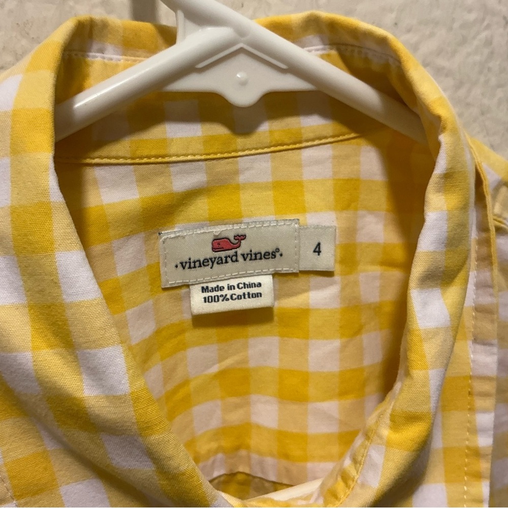 Vineyard Vines Yellow Checked Long Sleeve Button Down Top 4 - Picture 3 of 4